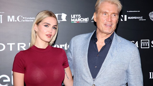 Dolph Lundgren, 66,  joined by his wife Emma Krokdal, 27 and daughter, Greta, 22, in rare appearance