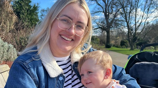 ellie warner with baby son Ezra