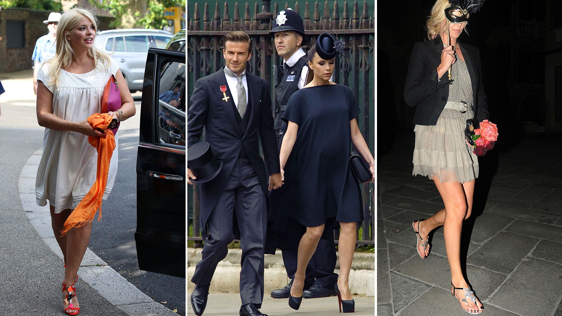 holly willoughby, david and victoria beckham, charlize theron as wedding guest 
