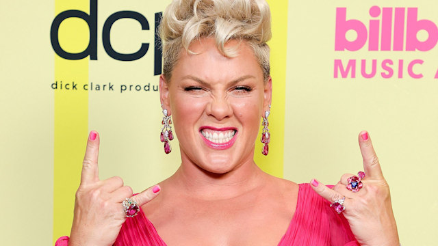 P!nk poses backstage for the 2021 Billboard Music Awards, broadcast on May 23, 2021 at Microsoft Theater in Los Angeles, California