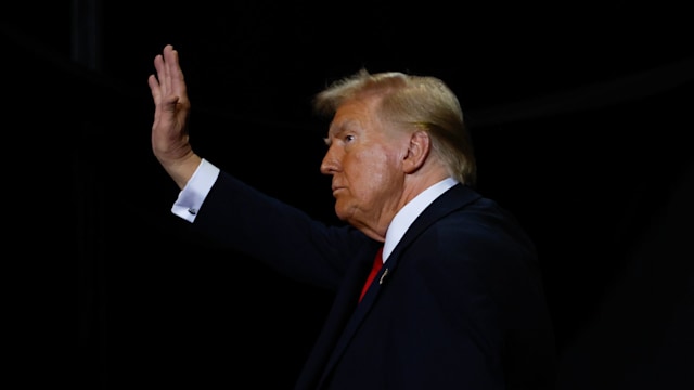 Donald Trump at a campaign rally at the Salem Civic Center on November 02, 2024 in Salem, Virginia