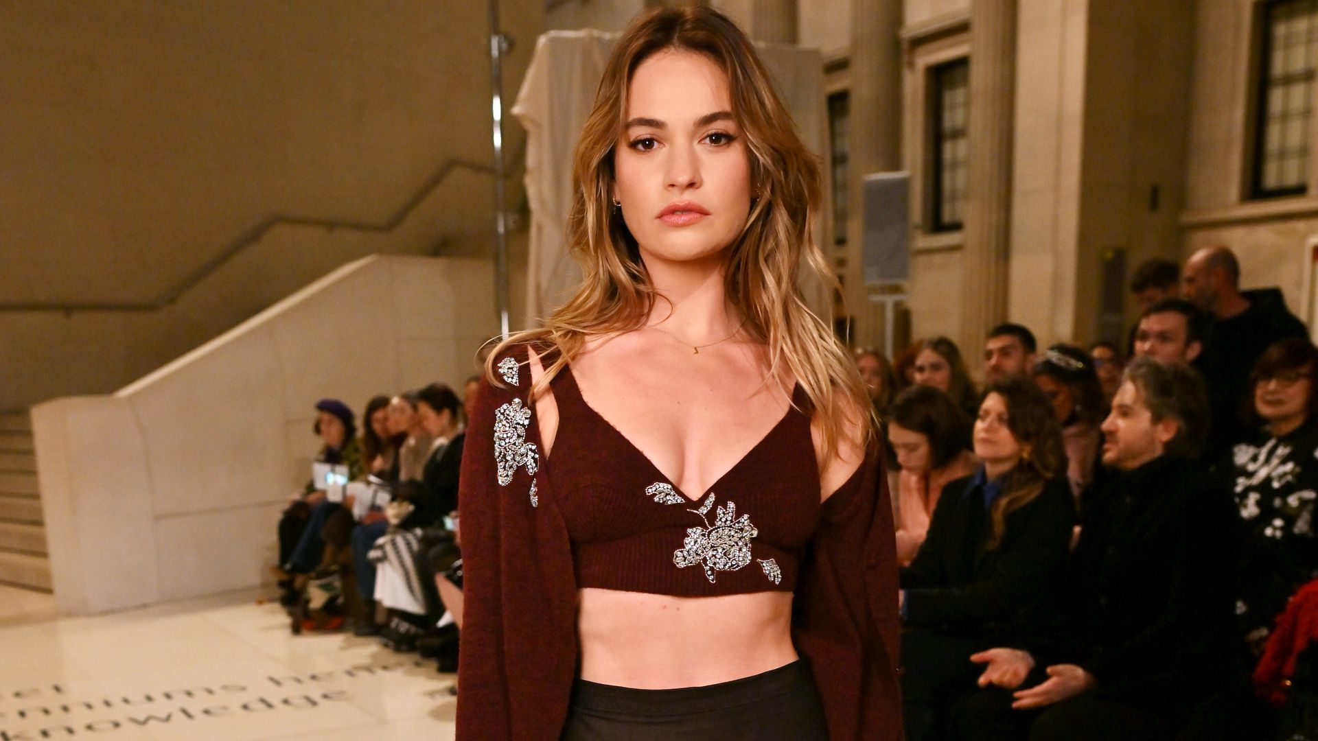 Lily James’ floral bralette is beyond perfect for fashion week partying