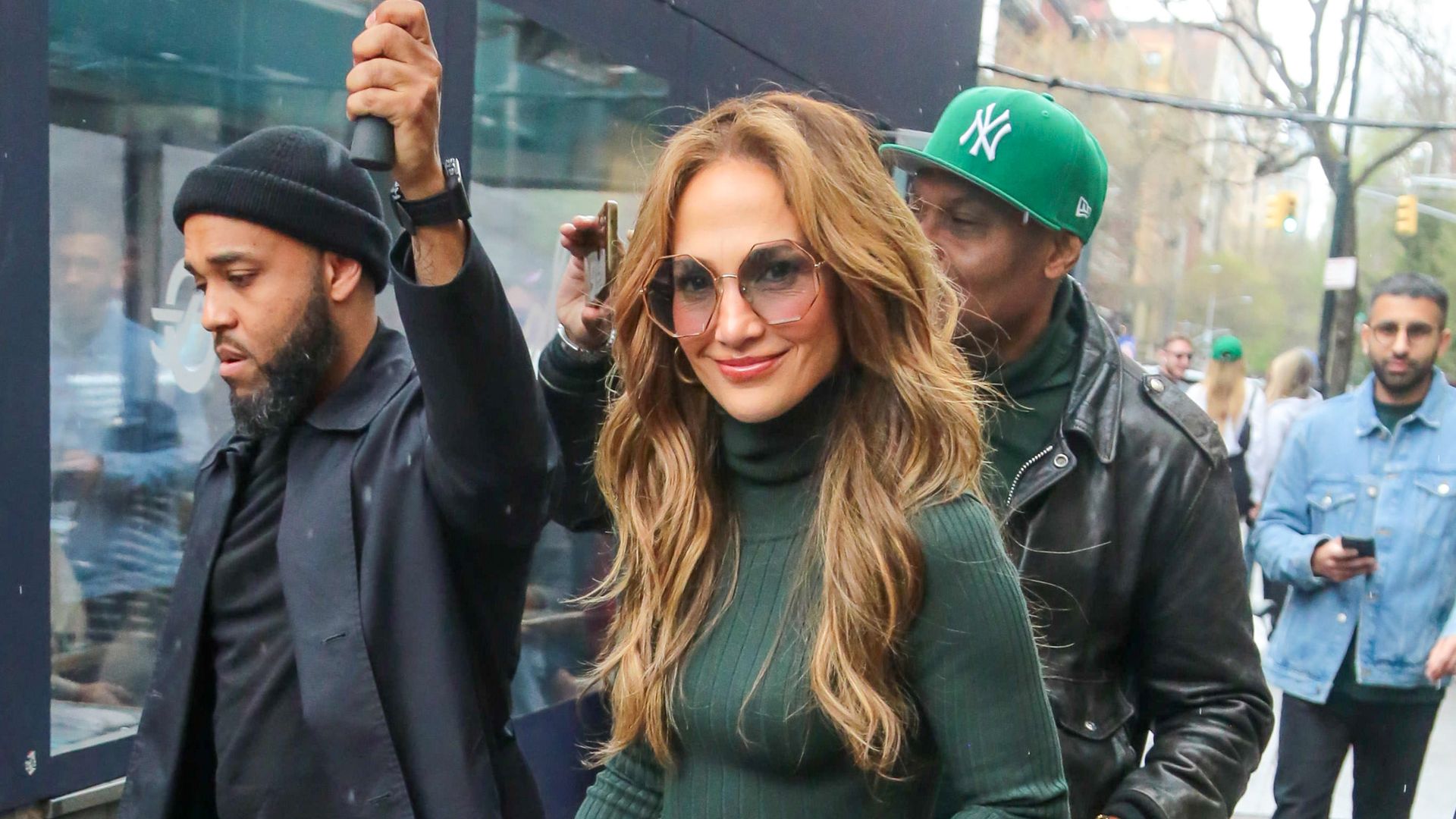 JLo carried a glossy green version of Lady Dior 