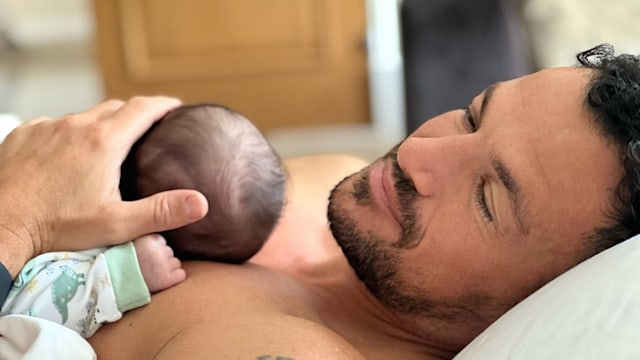 peter andre cradling baby daughter