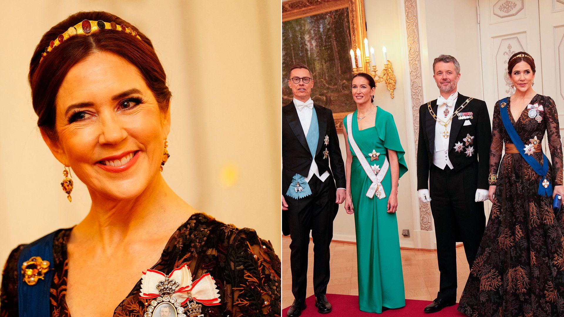 Queen Mary wows in lace gown and very rare jewels at state banquet with King Frederik