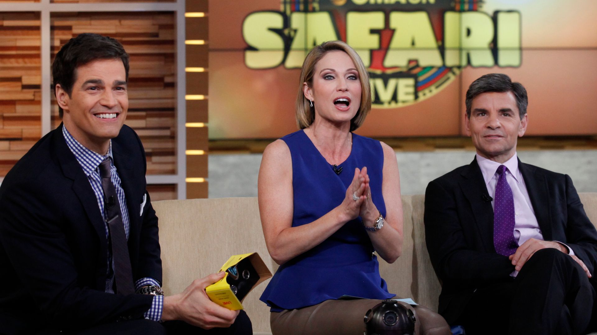 GOOD MORNING AMERICA - Beginning MONDAY, FEB. 22 news anchor Amy Robach reports from Africa for GMA ON SAFARI (7-9am, ET) on the Disney General Entertainment Content via Getty Images Television Network, which will be LIVE from Tanzania's Ngorongoro Crater.   On TUESDAY, FEB. 23 viewers will also be able to experience the GMA ON SAFARI event on Walt Disney Television via Getty ImagesNEWS.COM/VR and their mobile devices where they can get a 360 degree view of the stunning landscape.  ROB MARCIANO, AMY ROBACH, GEORGE STEPHANOPOULOS