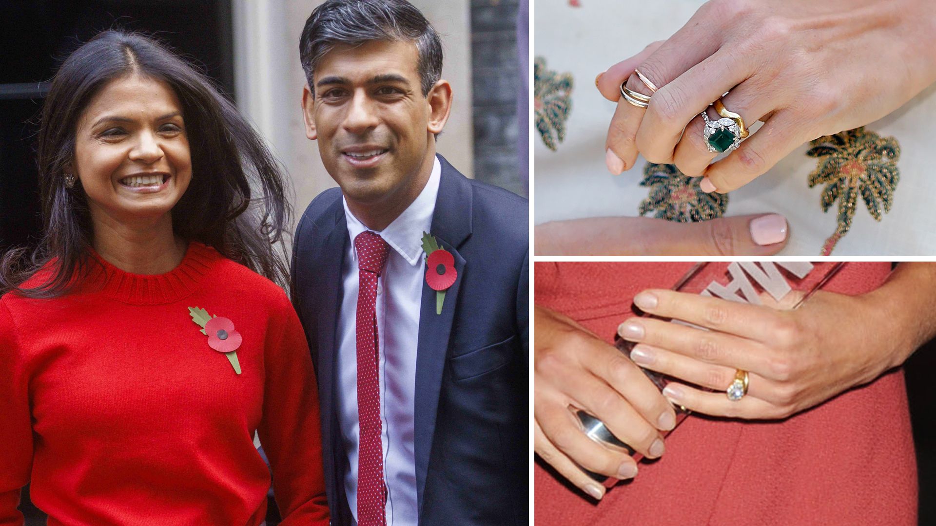 Rishi Sunak's wife, Carrie Johnson and Samantha Cameron's engagement rings