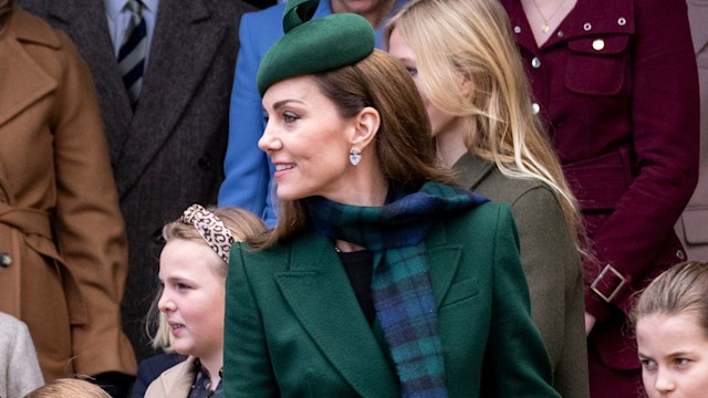 Prince William, Prince of Wales and Catherine, Princess of Wales with Prince George of Wales, Princess Charlotte of Wales and Prince Louis of Wales attend the Christmas Morning Service at St Mary Magdalene Church on December 25, 2024 in Sandringham, Norfolk. (Photo by Mark Cuthbert/UK Press via Getty Images)