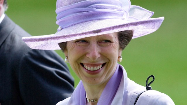 Ladies Day At Royal Ascot.  A Smiling Portrait Of Princess Anne (princess Royal) Wearing A Mauve Outfit And Mauve Broad-brimmed Hat.
