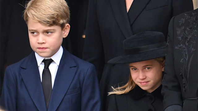 prince george and princess charlotte at queens funeral