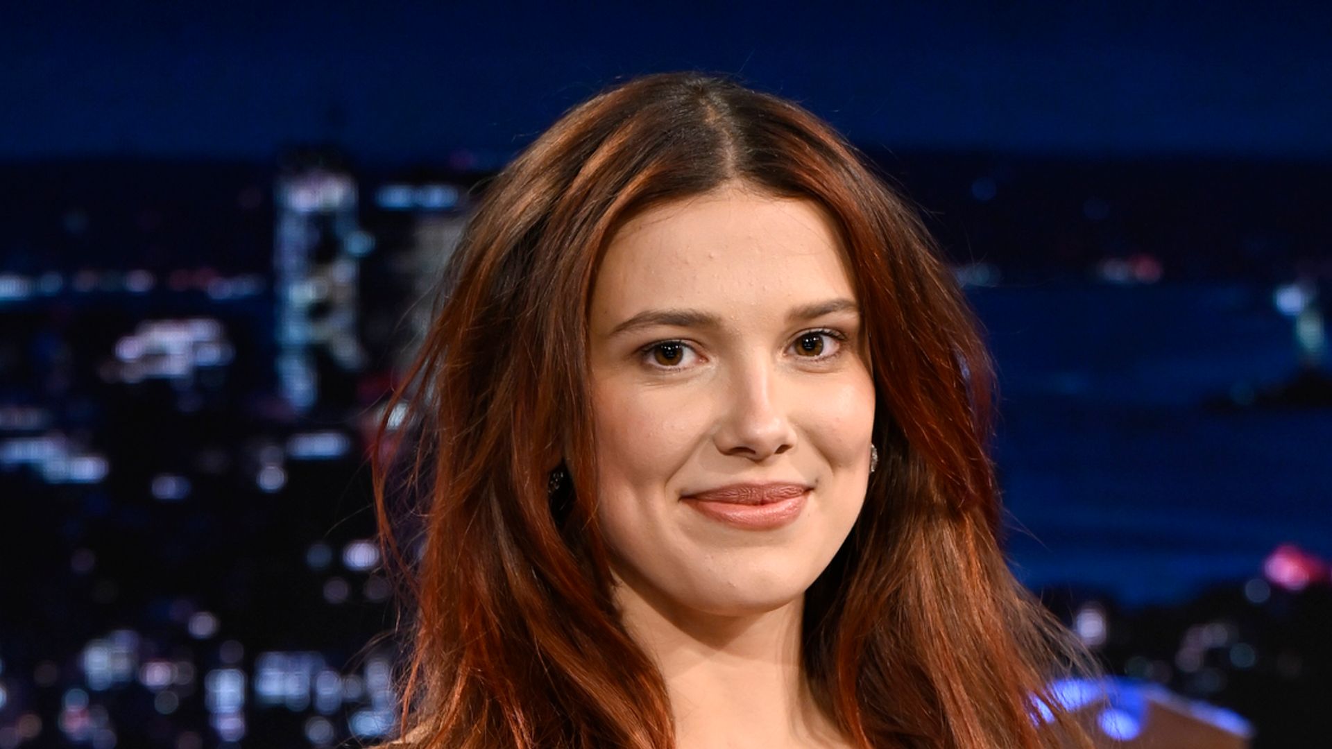 THE TONIGHT SHOW STARRING JIMMY FALLON -- Episode 2226 -- Pictured: Actress & guest co-host Millie Bobby Brown during an interview on Sunday, December 7, 2025