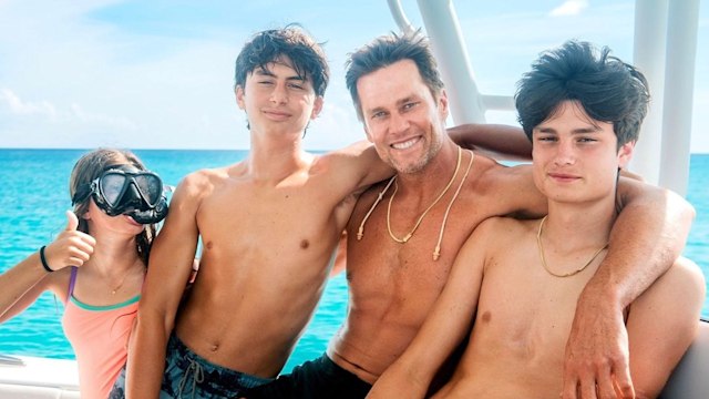 Tom Brady with his three kids on board his cruiser yacht