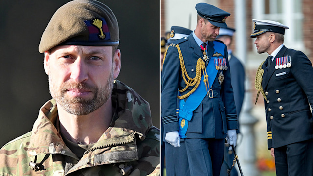 a split image of Prince William and Prince William with his forfmer equerry Rob Dixon