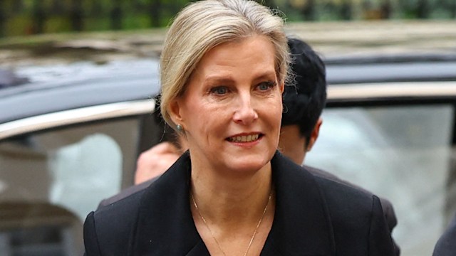 South Korea's President Yoon Suk Yeol and Britain's Sophie, Duchess of Edinburgh arrive at the Royal Society