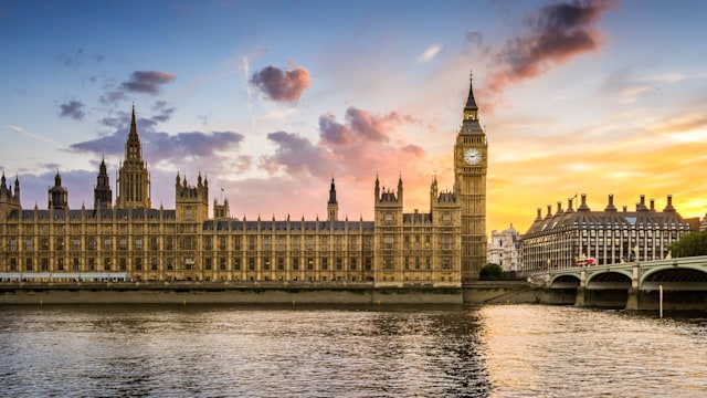 View of Big Ben and London skyline on summer's morning