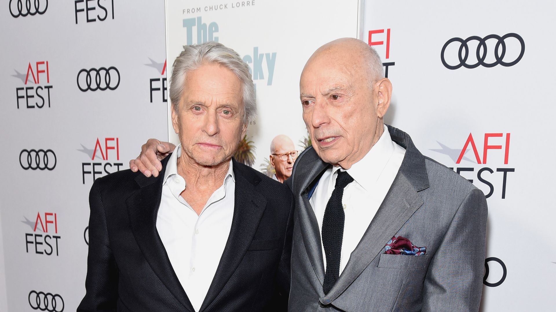 Michael Douglas (L) and Alan Arkin attend the Gala Screening of "The Kominsky Method" at AFI FEST 2018 Presented By Audi at TCL Chinese Theatre on November 10, 2018 in Hollywood, California.  (Photo by Presley Ann/Getty Images for AFI)