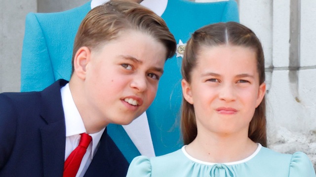 Prince George and Princess Charlotte on balcony at Trooping the Colour