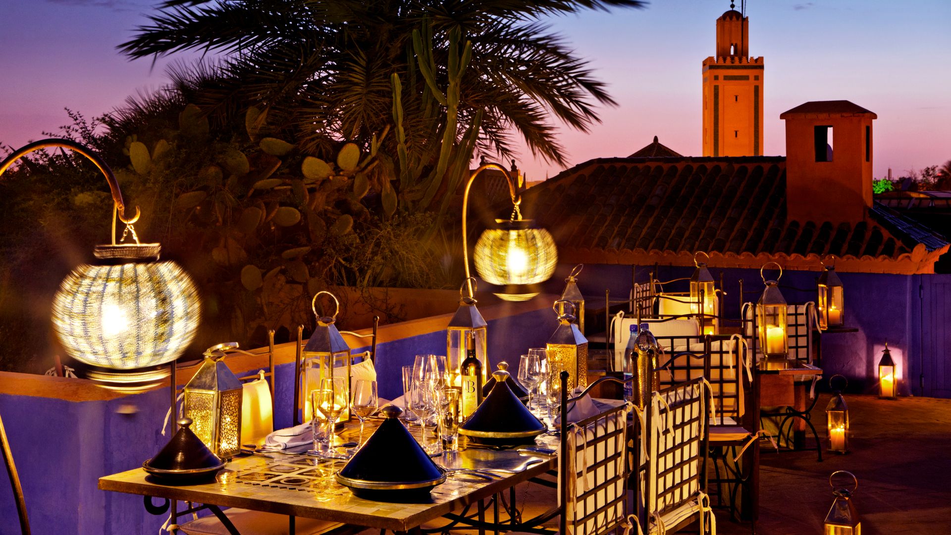 Le Farnatchi roof terrace featured in Riads of Marrakech' by Elan Fleisher