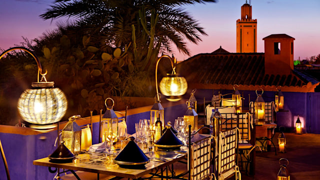 Le Farnatchi roof terrace featured in Riads of Marrakech' by Elan Fleisher