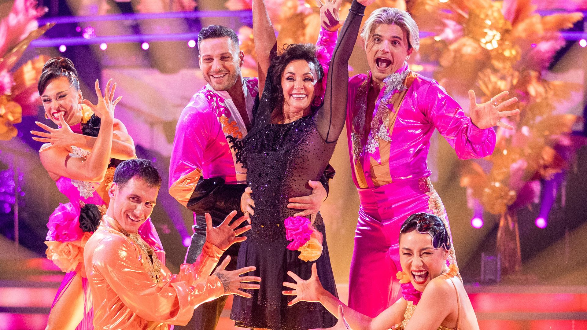 Shirley Ballas surrounded by Katya Jones, Gorka Marquez, Vito Coppola, Nikita Kuzmin and Nancy Xu