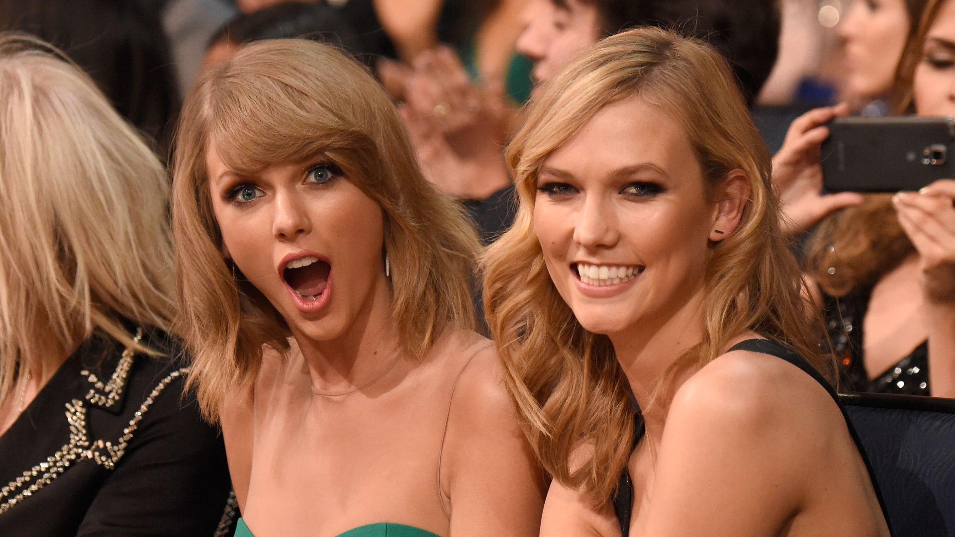 Karlie Kloss and Taylor Swift attend the 2014 American Music Awards at Nokia Theatre