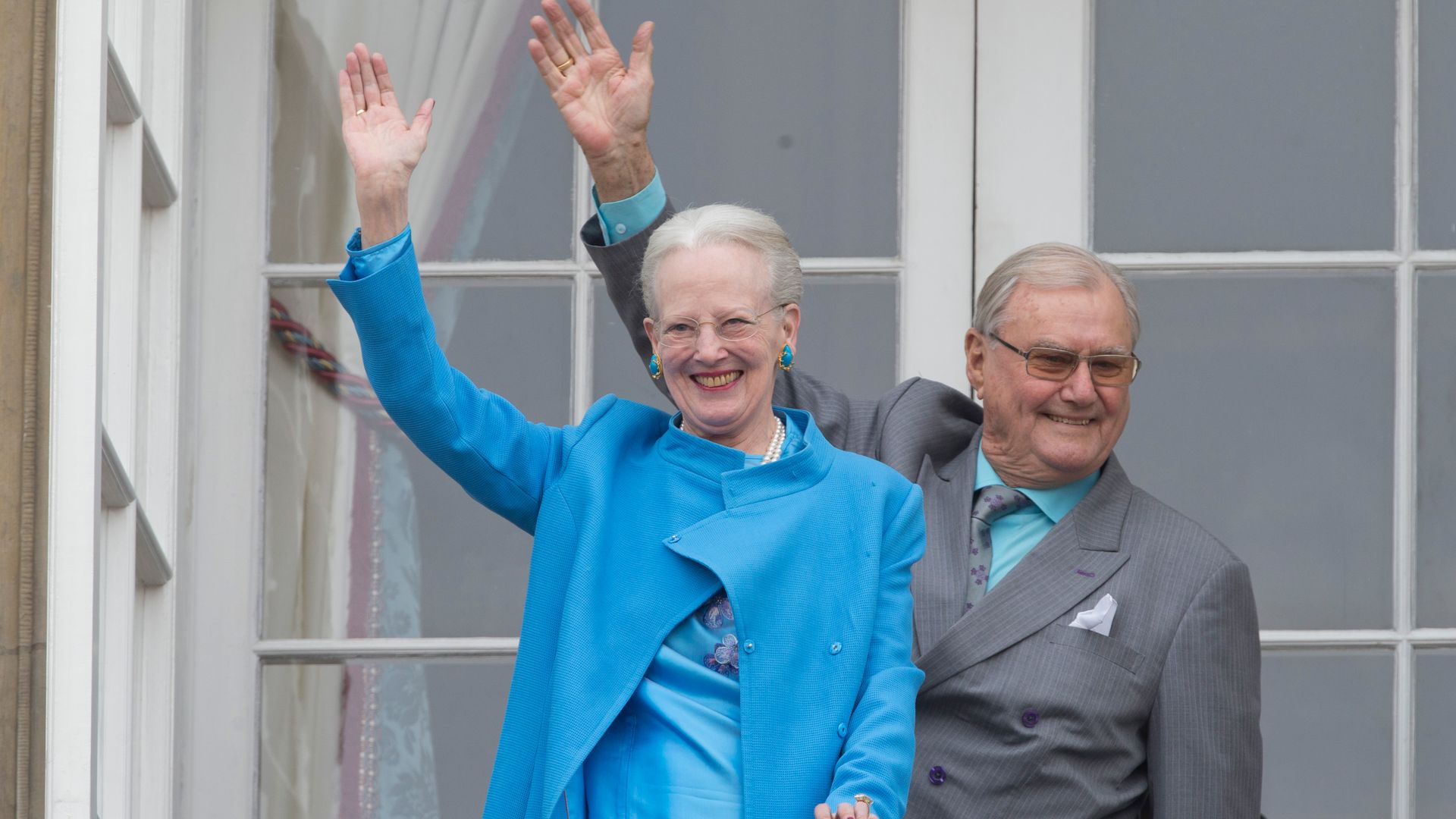 Queen Margrethe II of Denmark and Prince Henrik of Denmark attend Queen Margrethe's 76th Birthday Celebration at Amalienborg Palace 