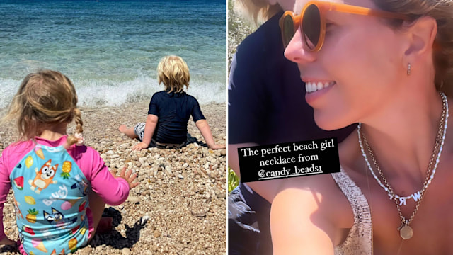 Carrie Johnson enjoying a beach holiday with her three kids