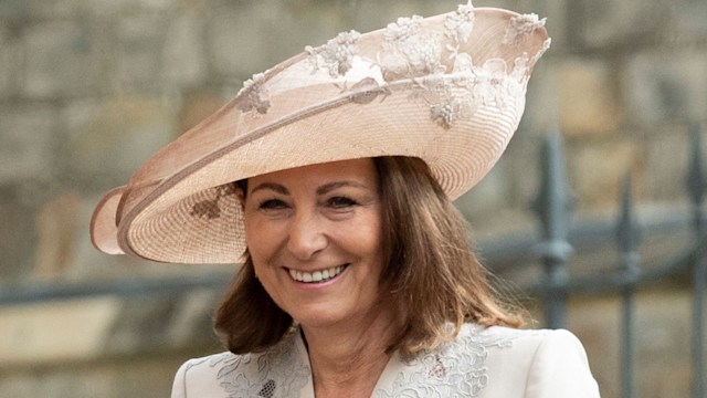 Carole Middleton in off-white coat dress and hat