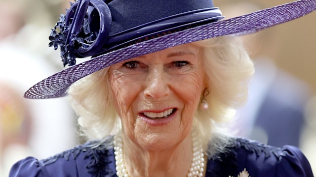 Queen Camilla in the Senate Chamber for the State Opening of Parliament during an official visit to Canada on May 27, 2025 in Ottawa, Ontario.