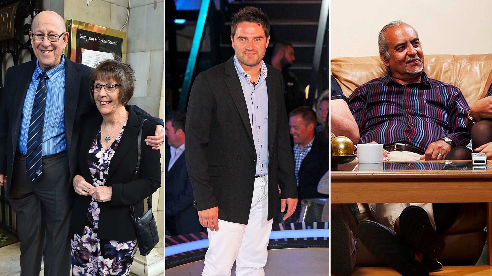 Split image of Gogglebox stars Leon and June Bernicoff, George Gilbey and Andy Michael