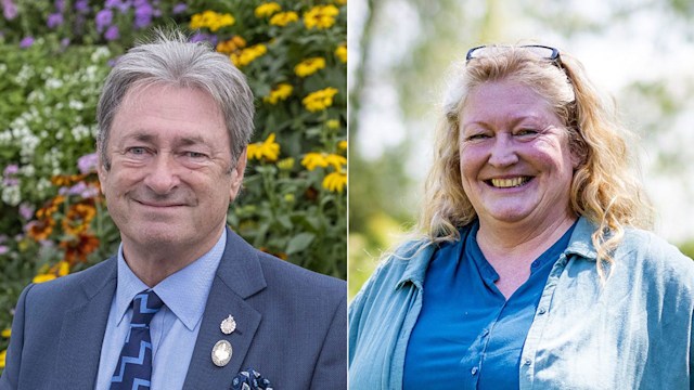 split image of alan titchmarsh and charlie dimmock 