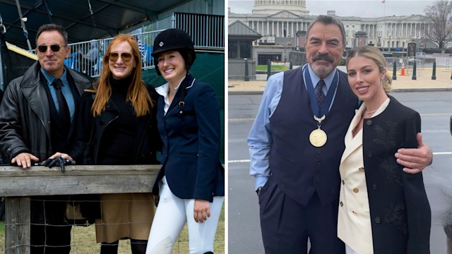 Bruce Springsteen, Patti Scialfa, and Jessica Springsteen; Tom Selleck and Hannah Selleck