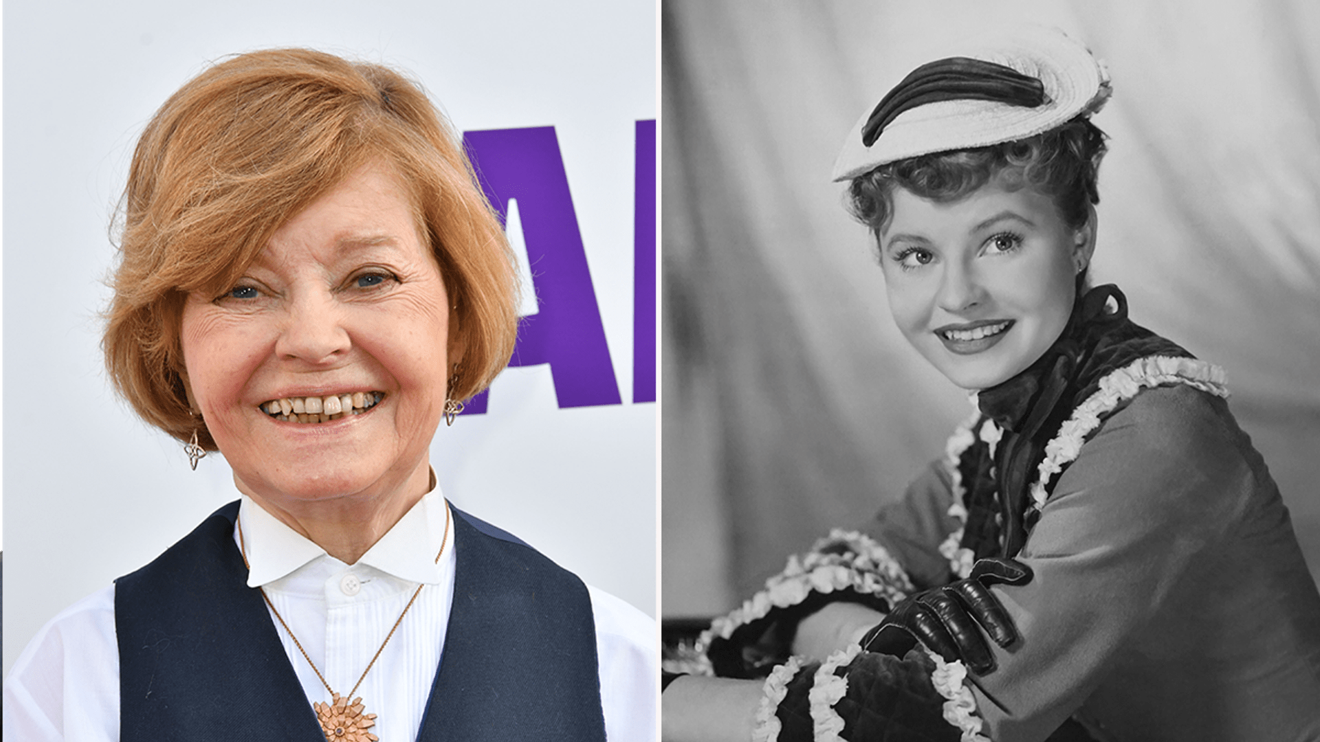 Prunella Scales split image older and young