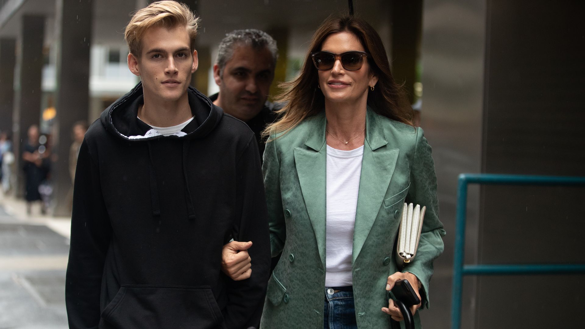 Cindy Crawford celebrates alongside model son Presley in sleek dress