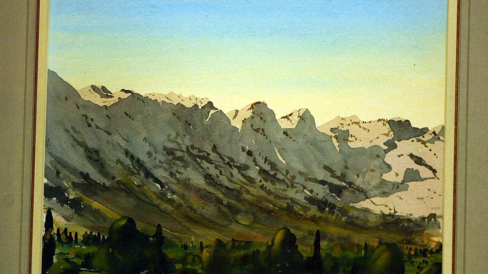 A painting of mountains and a forest painted by King Charles