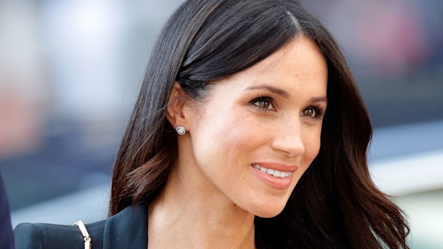 Meghan Markle close up in green floral dress