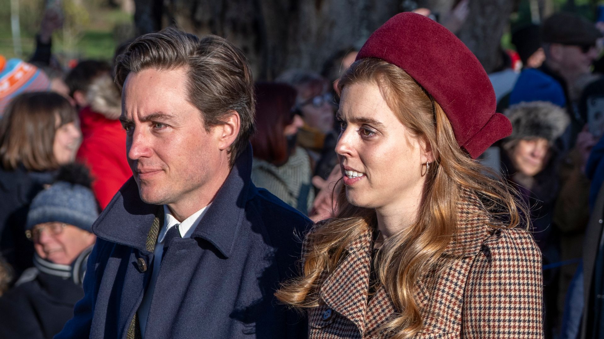 Princess Beatrice and Edoardo Mapelli Mozzi attend the Christmas Morning Service at St Mary Magdalene Church on December 25, 2025 in Sandringham, Norfolk
