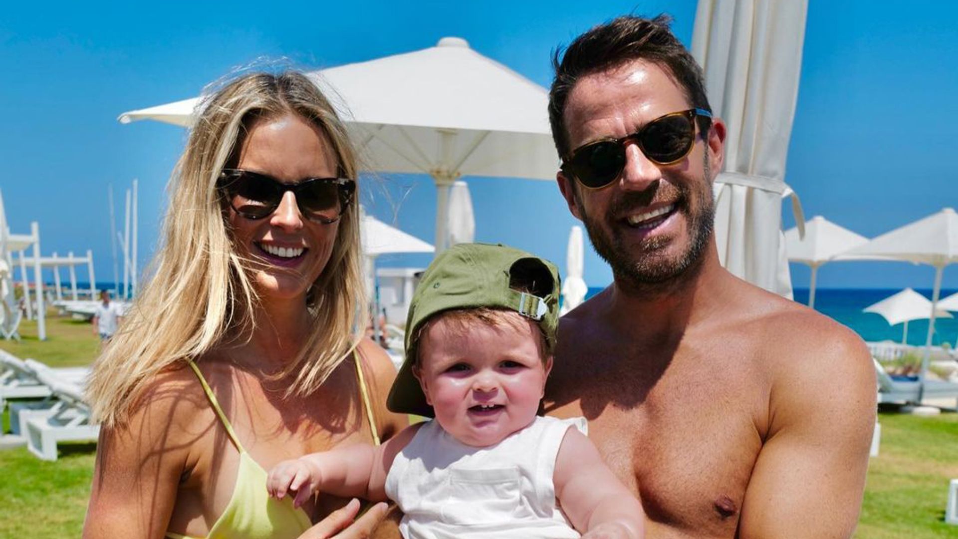 Bikini-clad Frida Redknapp with Jamie and their son