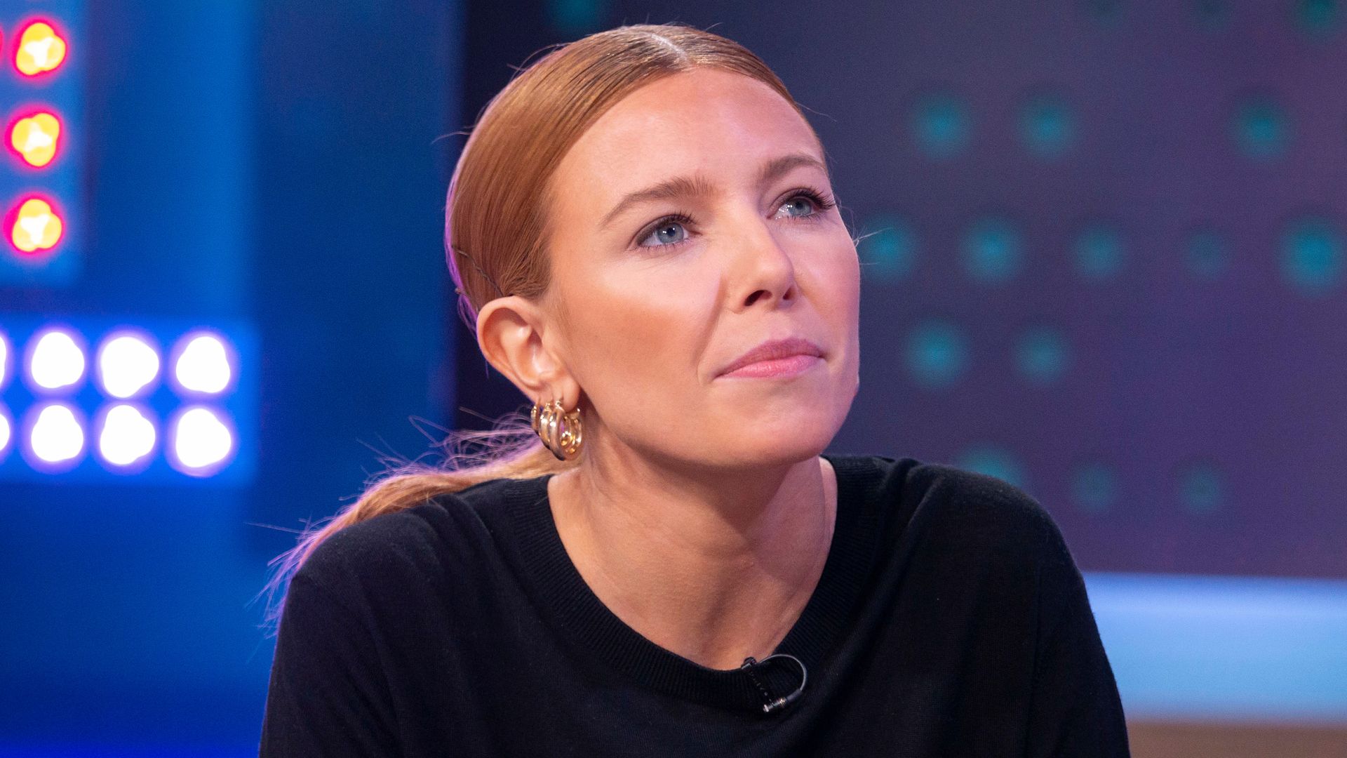 close-up woman in tv studio