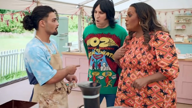 Dylan, Noel Fielding and Alison Hammond on Great British Bake Off