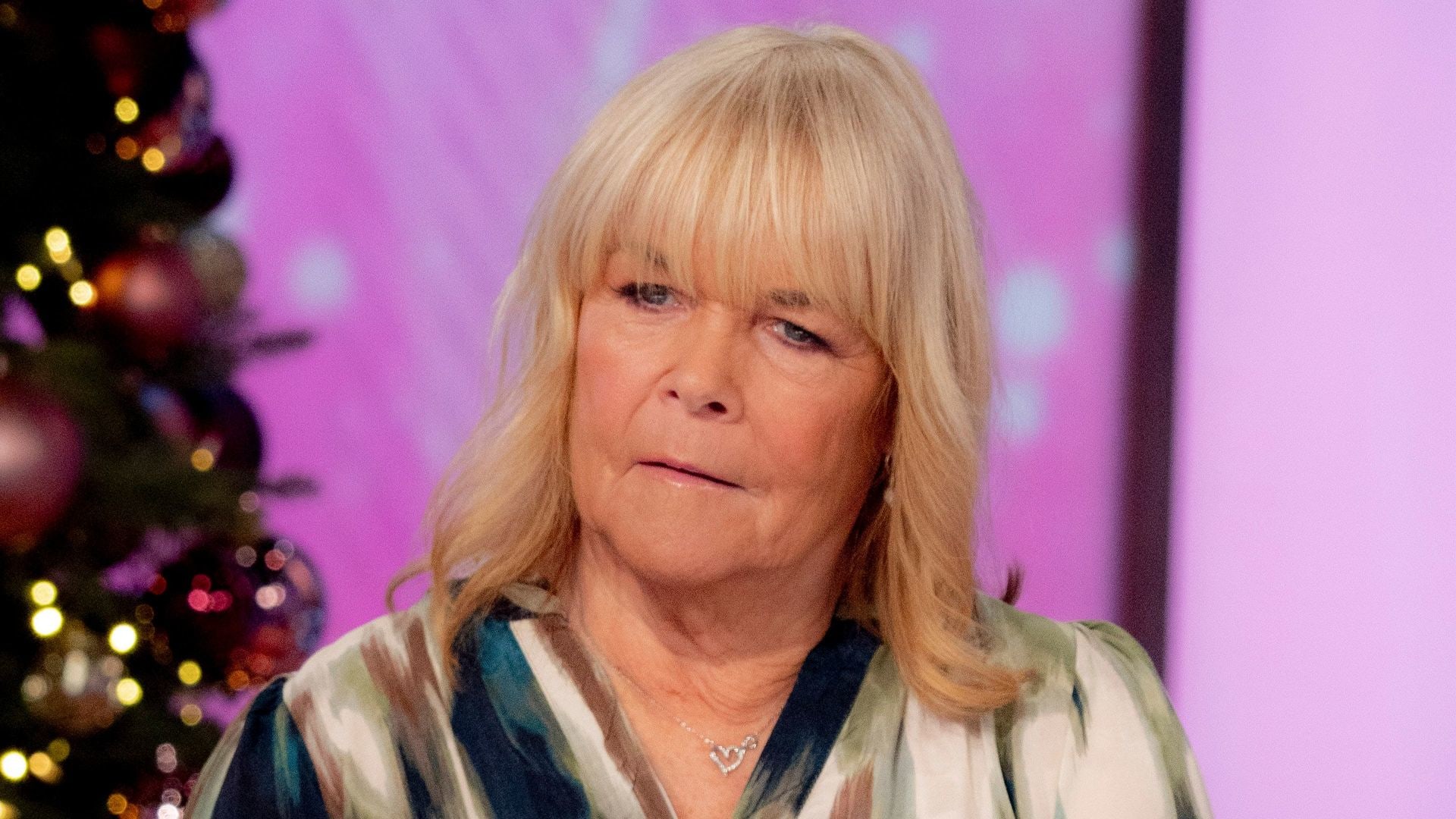 Linda Robson in patterned shirt