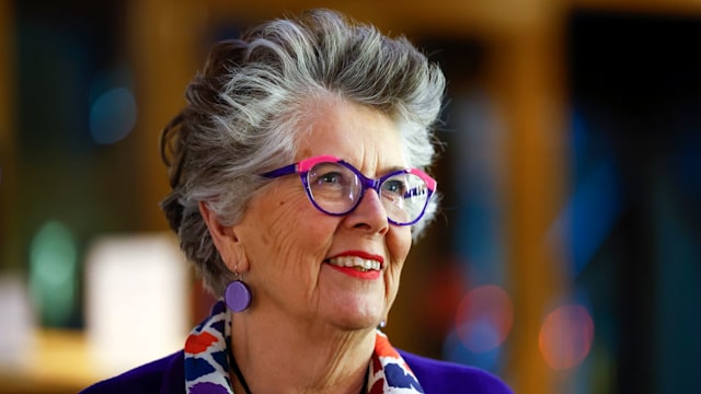 Prue Leith in a blue jumper