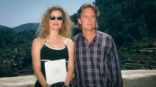 Michael Douglas and his wife Diandra Luker at Valldemossa on August 20, 1994