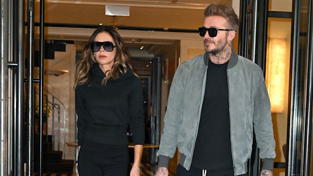 NEW YORK, NEW YORK - OCTOBER 15: Victoria Beckham and David Beckham are seen on the Upper East Side on October 15, 2022 in New York City. (Photo by James Devaney/GC Images)
