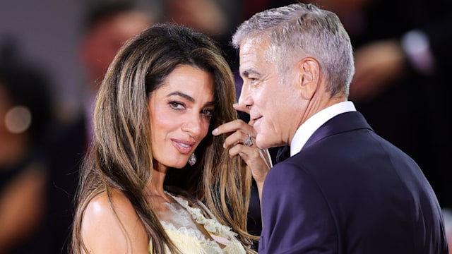 Amal Clooney and George Clooney attends the "Wolfs" red carpet during the 81st Venice International Film Festival on September 01, 2024 in Venice, Italy. (Photo by Jacopo Raule/FilmMagic)