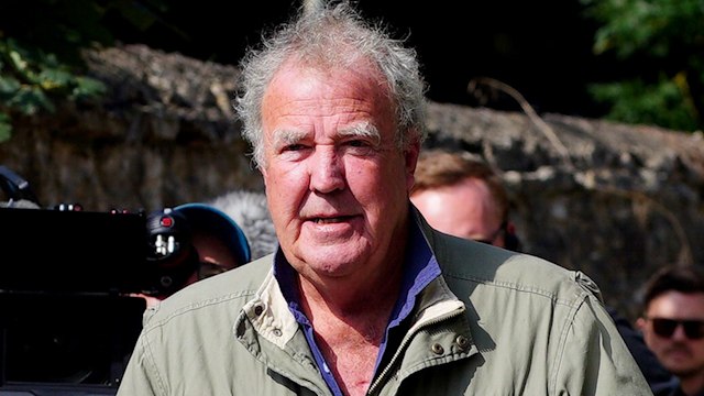 Jeremy Clarkson carrying mushrooms at the opening of his new pub, The Farmer's Dog, in Asthall, near Burford in Oxfordshire.