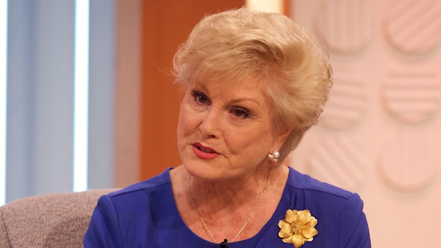 Angela Rippon in a blue top on Lorraine