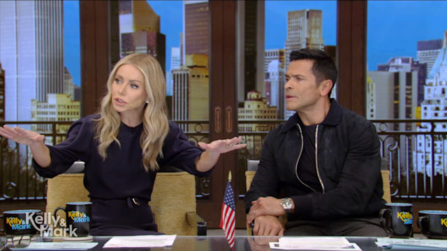 Kelly Ripa and Mark Consuelos in the Live studios 