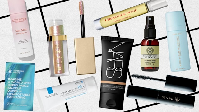 Assortment of festival-appropriate beauty products 