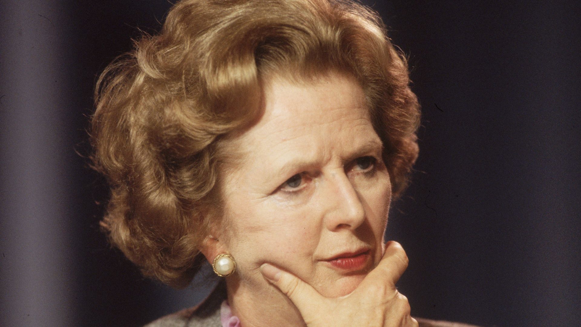Margaret Thatcher looking htoughtful